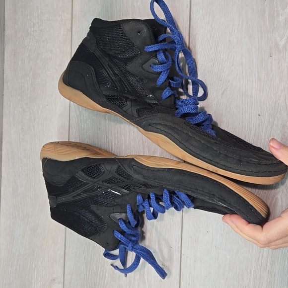 Asics Mens Matflex J306N Black& Blue High-Top Athletic Sneakers Shoes Sz 12 - Picture 8 of 11